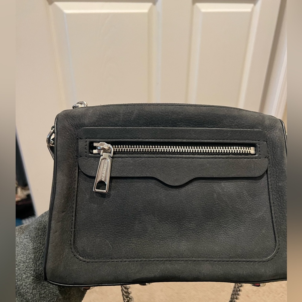 Rebecca Minkoff Black Suede Crossbody with Silver Hardware